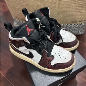 Jordan Kids' Black, White, and Red Sneakers